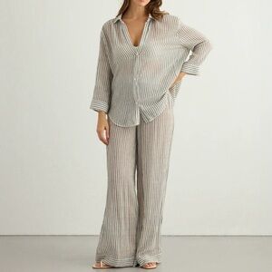 Black & White Striped 100% Cotton Set